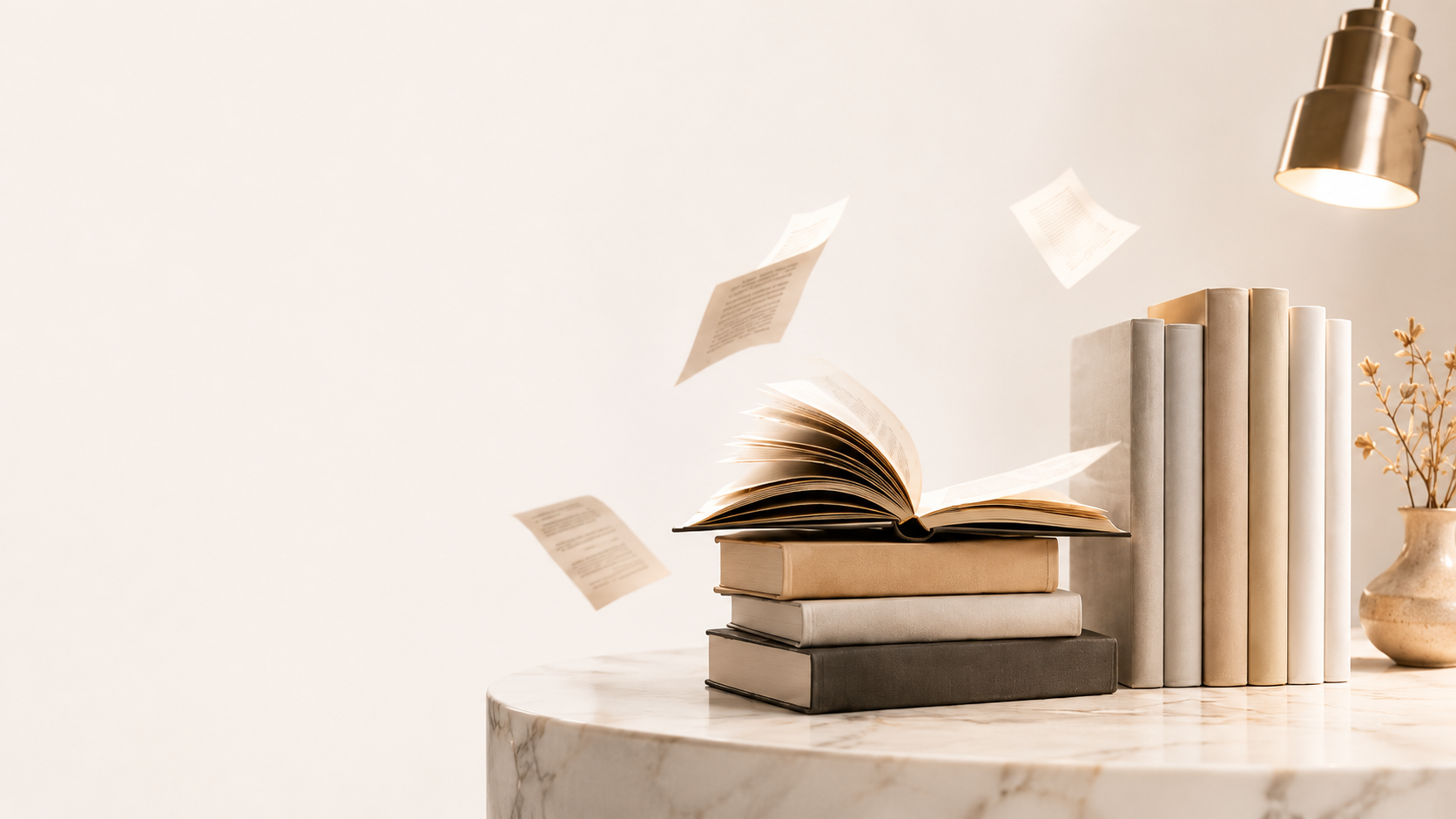 Stilvolle Bücher auf einem hellen Tisch